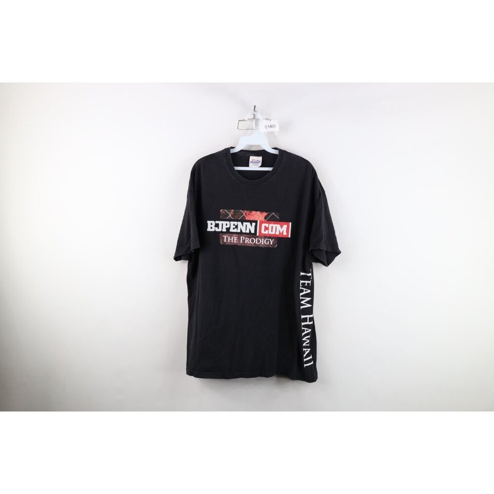 Vintage Y2k Mens Xl Faded Ufc Mma Bj Penn The Prodigy Team Hawaii T-Shirt Black